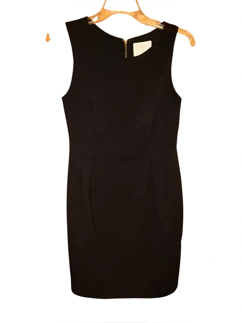 Kate Spade New York Black Sleeveless Sheath Dress Gold Back Zip Size 2 Formal